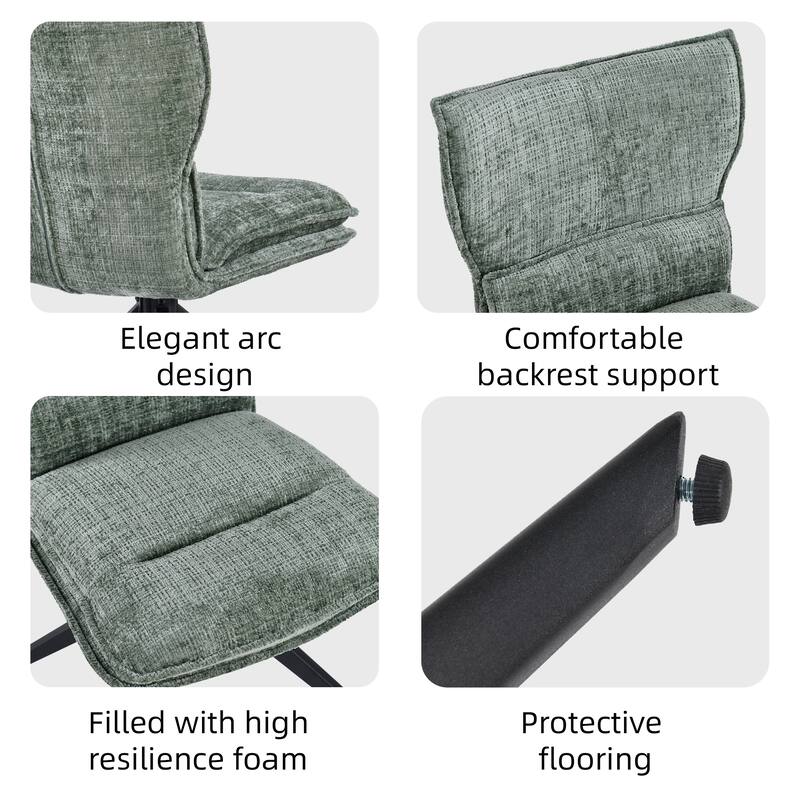 Modern Upholstered Swivel Dining Chairs Accent Side Chairs with Metal Legs