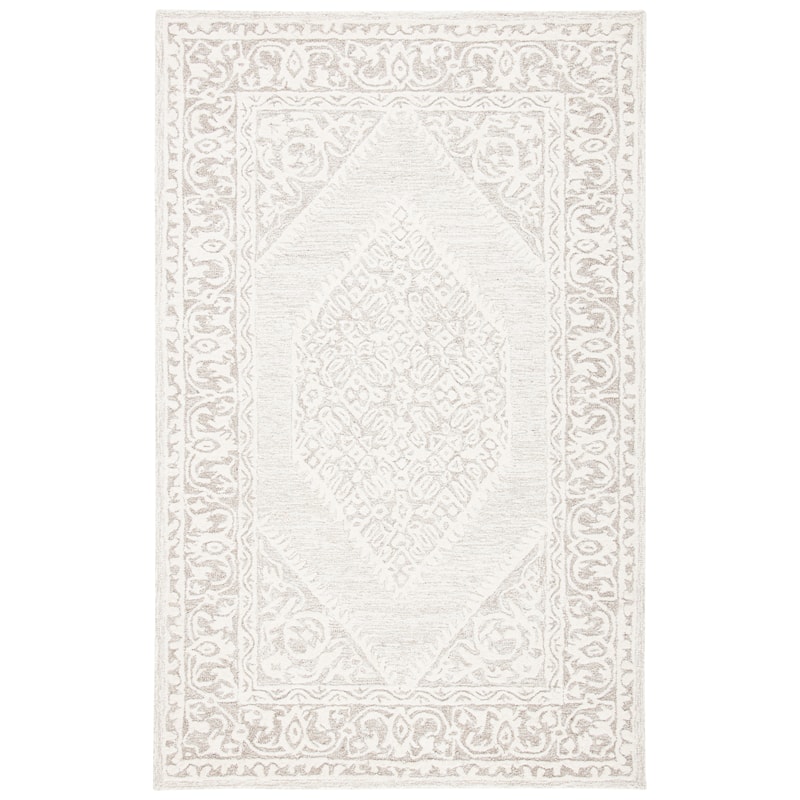 SAFAVIEH Handmade Metro Azrielle French Country Wool Rug - 6' Square - Ivory/Grey