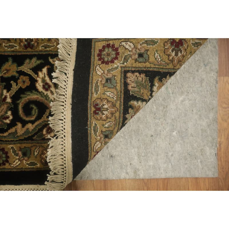 Hand Knotted Oriental 100% Wool Carpet Traditional Floral Black Agra Area Rug - 11' 11'' X 9' 2''