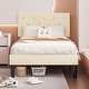 preview thumbnail 1 of 10, VECELO Upholstered Beds With Diamond Tufted Headboard Platform Bed Frame 7.9'' Under Bed Space Beige - Twin