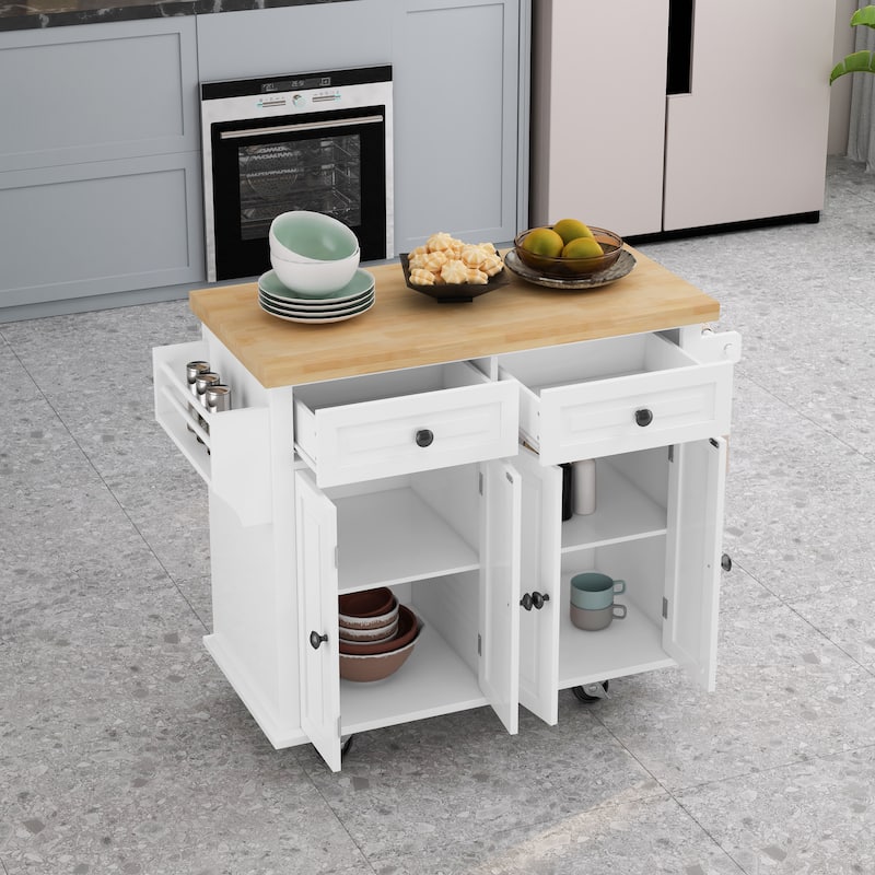 EYIW Kitchen Island Cart with Two Storage and Two Locking