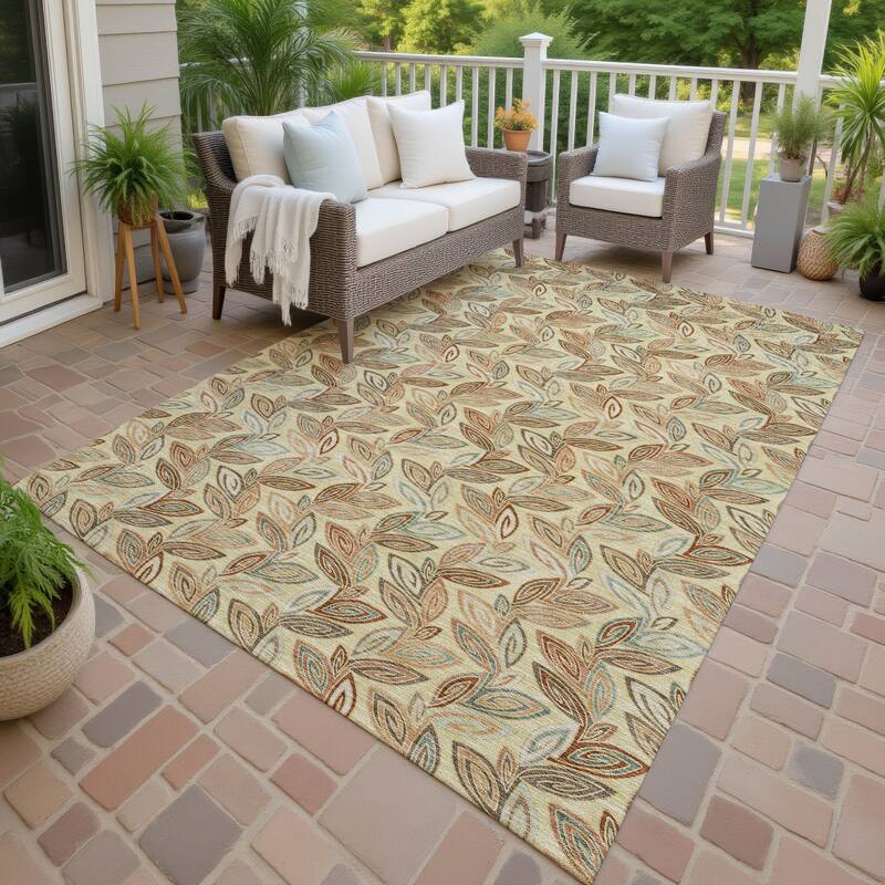 Machine Washable Indoor/ Outdoor Modern Rose Hill Chantille Rug - Wheat - 2'6" x 3'10"
