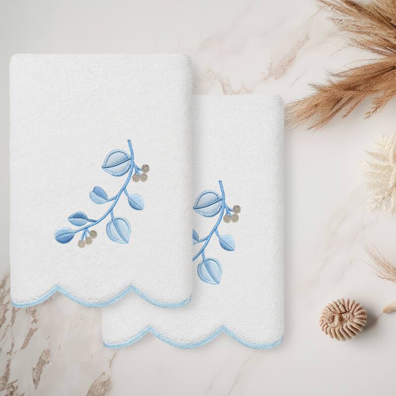 Authentic Hotel and Spa 100% Turkish Cotton WILD BRANCH Scallop Embellished Towel Collection