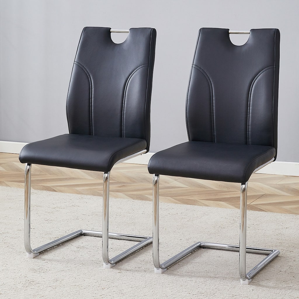 2PCS PU Metal Frame Dining Chairs