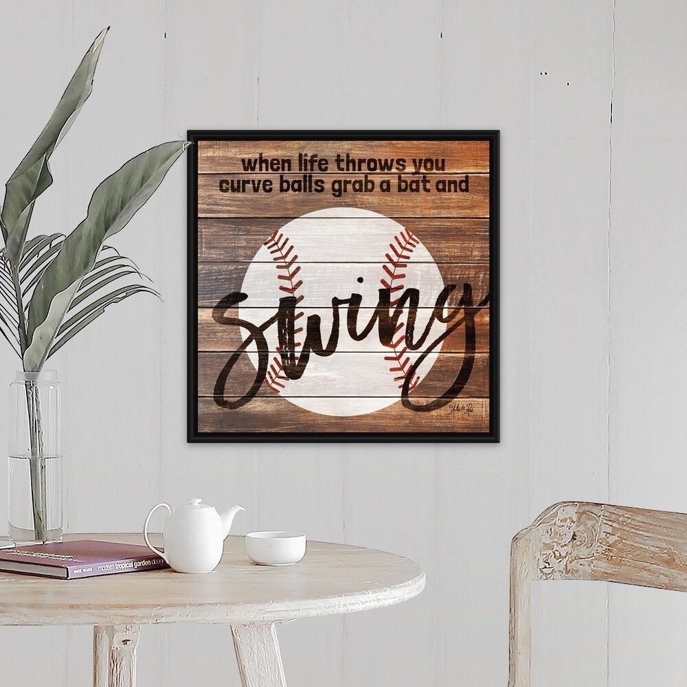 Grab A Bat And Swing Black Float Frame Canvas Art Free Black Float Frame Canvas Art