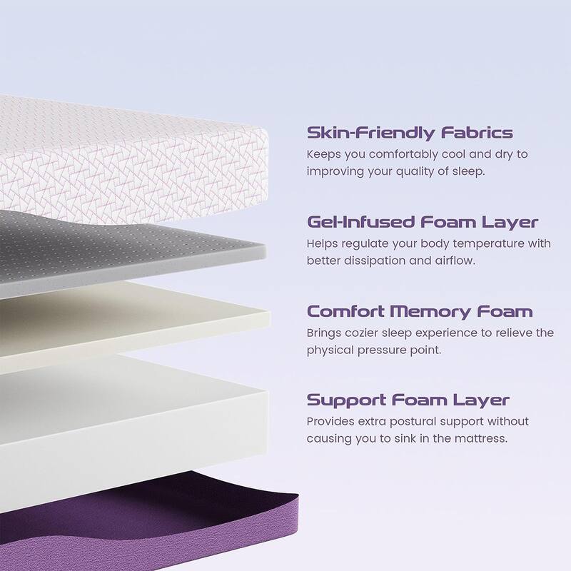 Sersper 12 Inch Cooling Gel Memory Foam Mattress,Breathable and Skin Friendly, Adjustable Bed Compatible