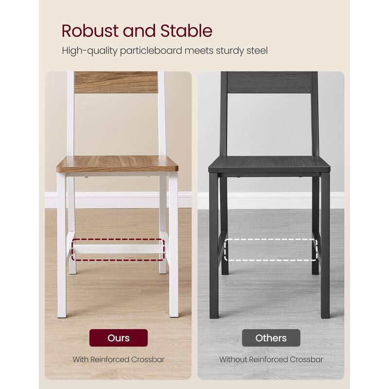 Wood Dining Chair, Rustic Wooden Chairs with Metal Steel Frame