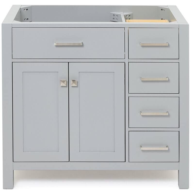 Ariel H036S-L-BC Bristol 36" Single Free Standing Left Offset Vanity - Grey - Ash Finish