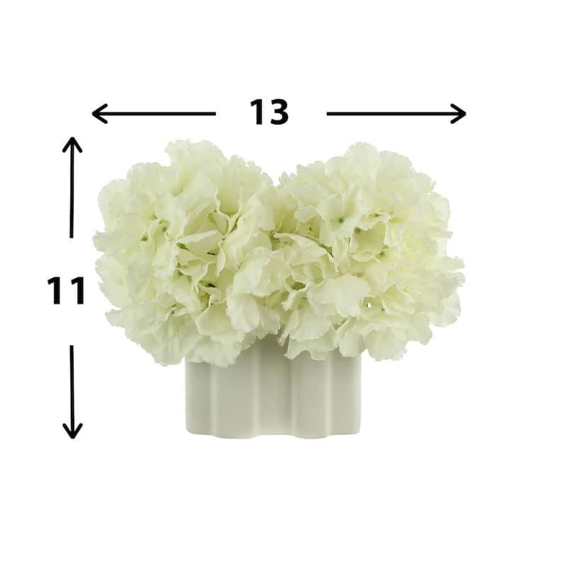 Hydrangeas Arranged in a Rectangular Ceramic Vase
