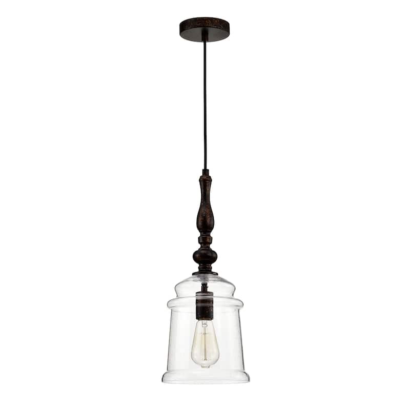 Oil Rubbed Bronze 1-Light Pendant with Glass Bell Jar Shade - Oil Rubbed Bronze