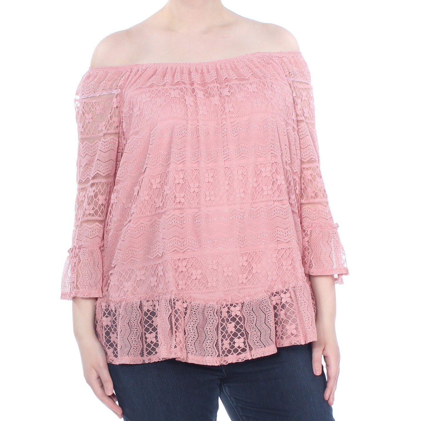 plus size pink lace top
