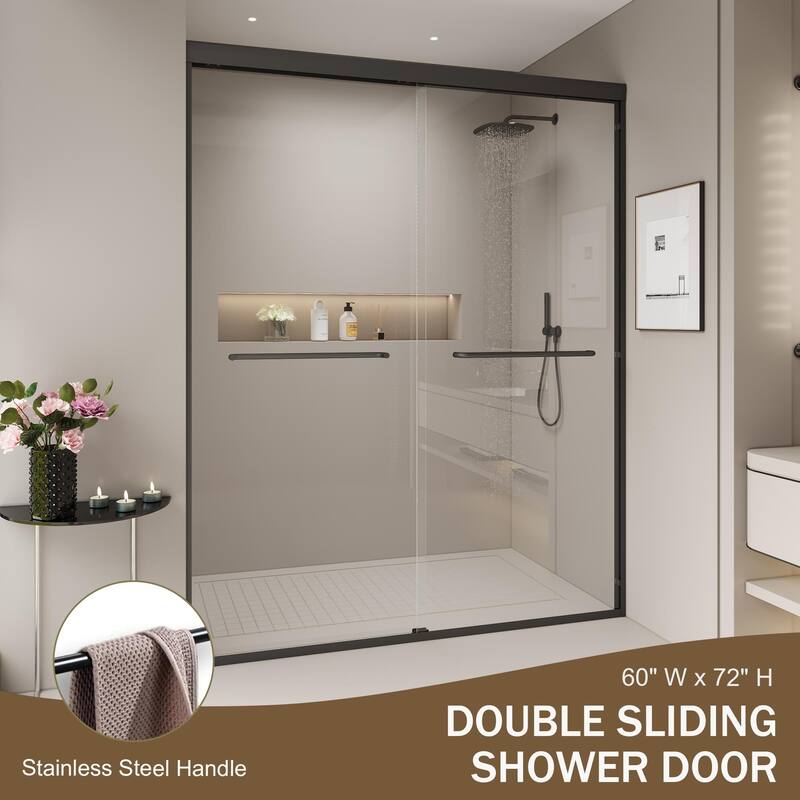 Double Sliding Shower Door, Semi-frameless