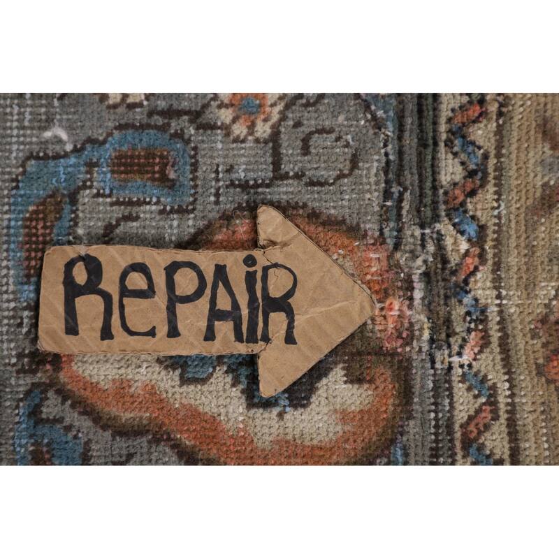 Brown Over Dyed Tabriz Persian Vintage Rug Handmade Wool Carpet - 9'3"x 12'7"