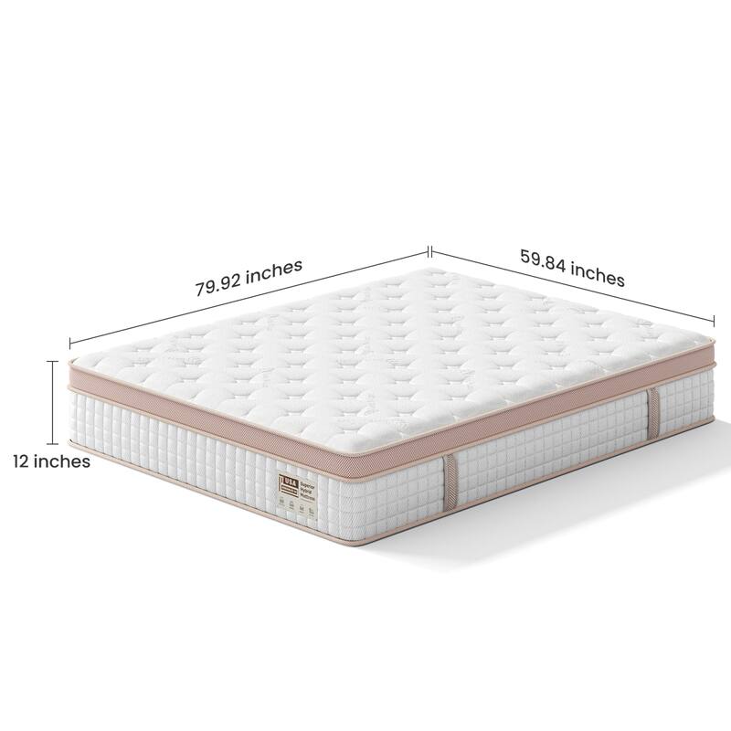 Roomfitters 12 Inch Full/Queen Hybrid Mattress, Firm Gel Memory Foam and Pocket Spring Bed for Pressure Relief, White