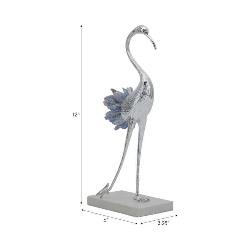 Metal Kyanite Decorative Object Bird Sculpture Handcrafted Accent