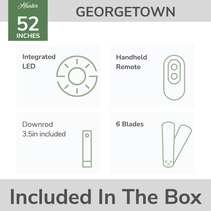 Hunter 52" Georgetown ENERGY STAR® Ceiling Fan w/ LED Light, Remote - Contemporary - Easy Install!
