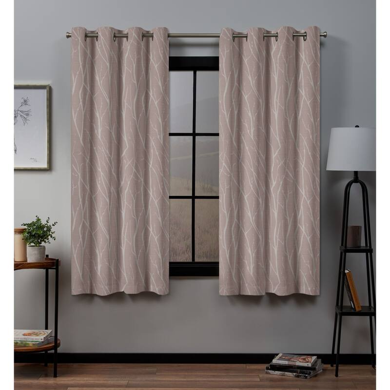 ATI Home Forest Hill Woven Room Darkening Blackout Grommet Top Curtain Panel Pair - 52X63 - rose blush