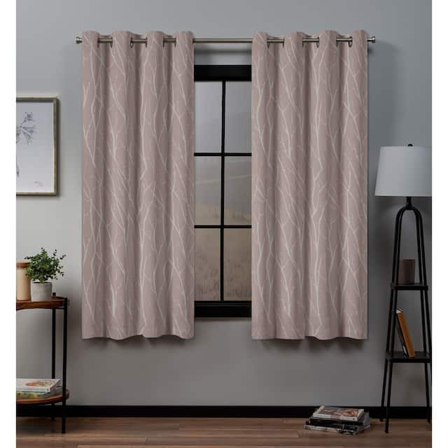 Exclusive Home Forest Hill Woven Room Darkening Blackout Grommet Top Curtain Panel Pair