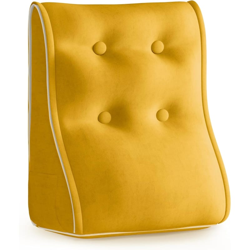 WOWMAX Velvet Sectional Headboard Pillow, Zipper Design Combinable Ergonomic Reading Pillow for Sitting in Bed - Yellow