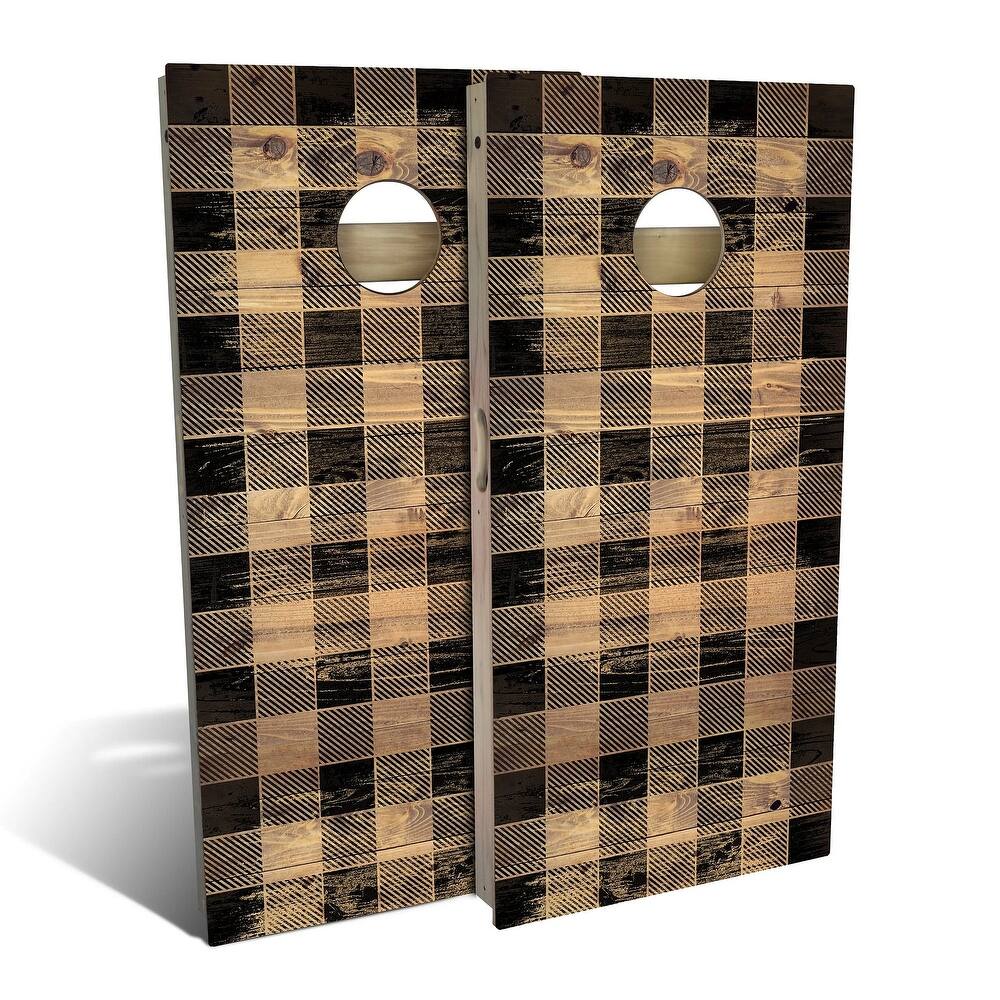 Black Checkered Outdoor Cornhole Board Set