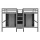 preview thumbnail 6 of 20, Double Twin Loft Beds with Wardrobes and Staircase, Sturdy Pine Wood Frame with Playhouse-Inspired Design, Grey