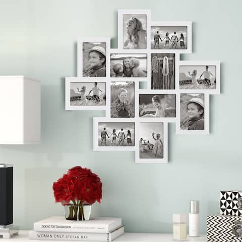 White Wall Collage Frame with Twelve 4x6-inch Openings