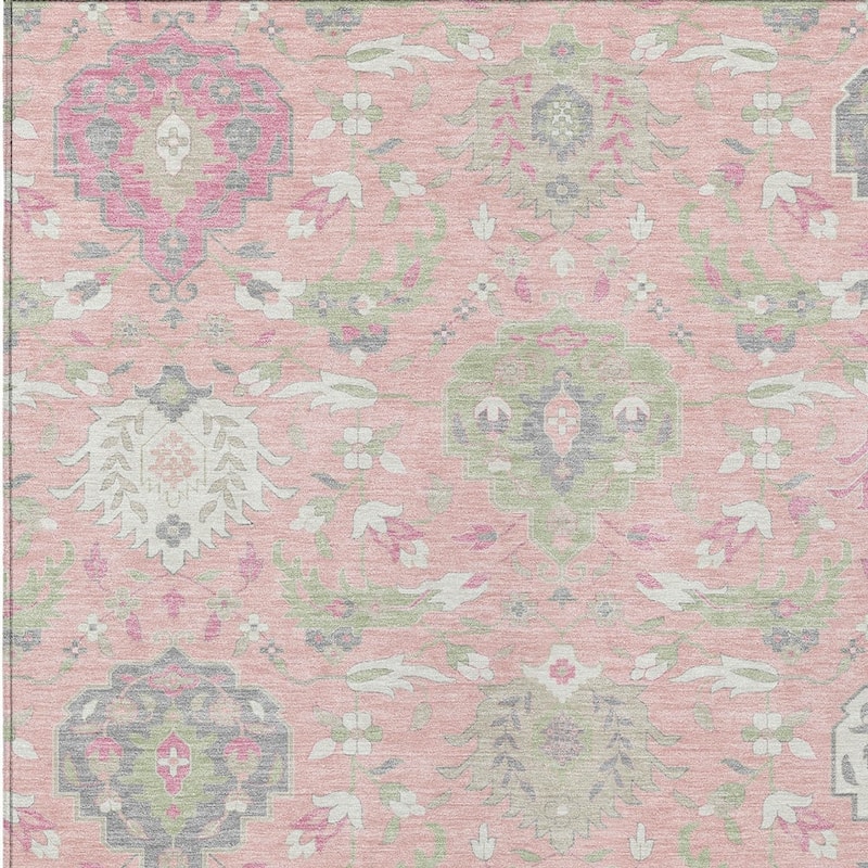 HomeRoots Damask Traditional Rectangle Outdoor Rug