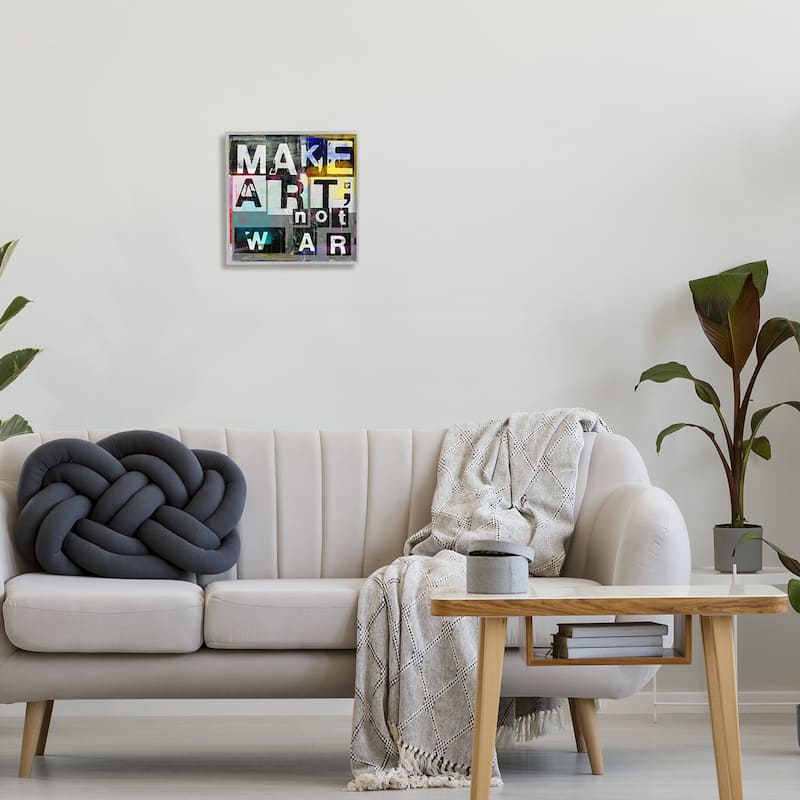 Stupell Make Art Not War Quirky Modern Typography Letters Framed Wall Art - Grey
