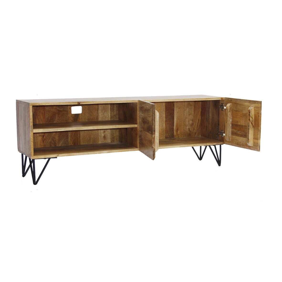 Industrial Style Mango Wood and Metal Tv Stand With Storage Cabinet Brown On Sale Bed Bath Beyond 18189228