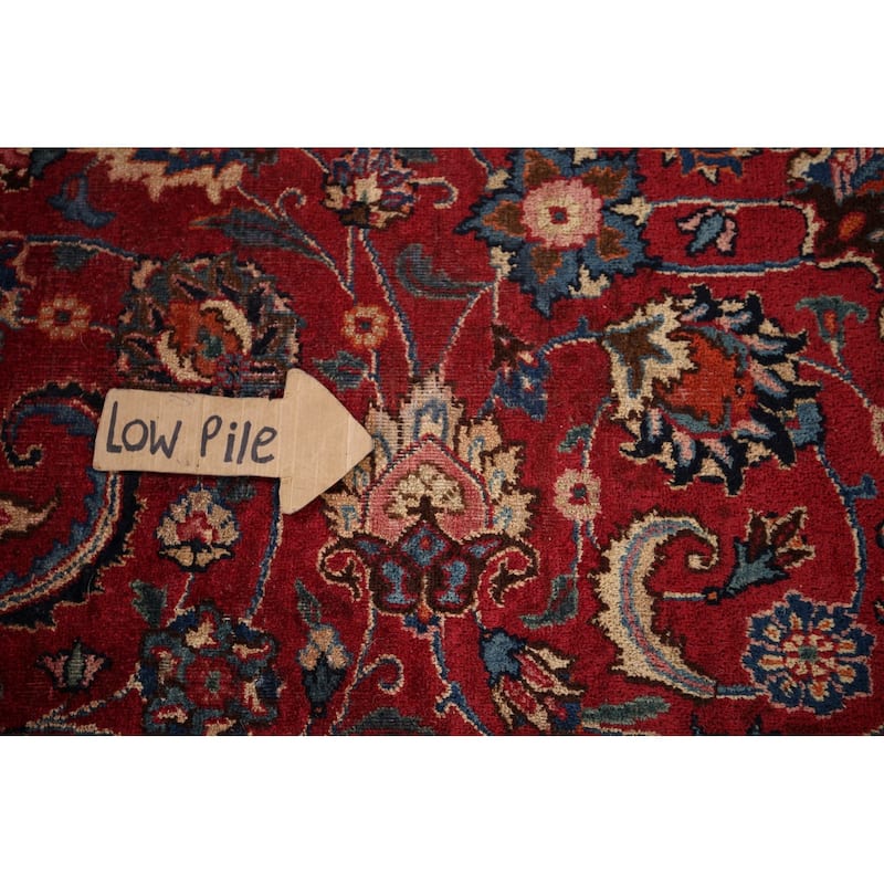 Floral Mashad Large Antique Persian Area Rug Handmade Wool Carpet - 9'6" x 16'4"