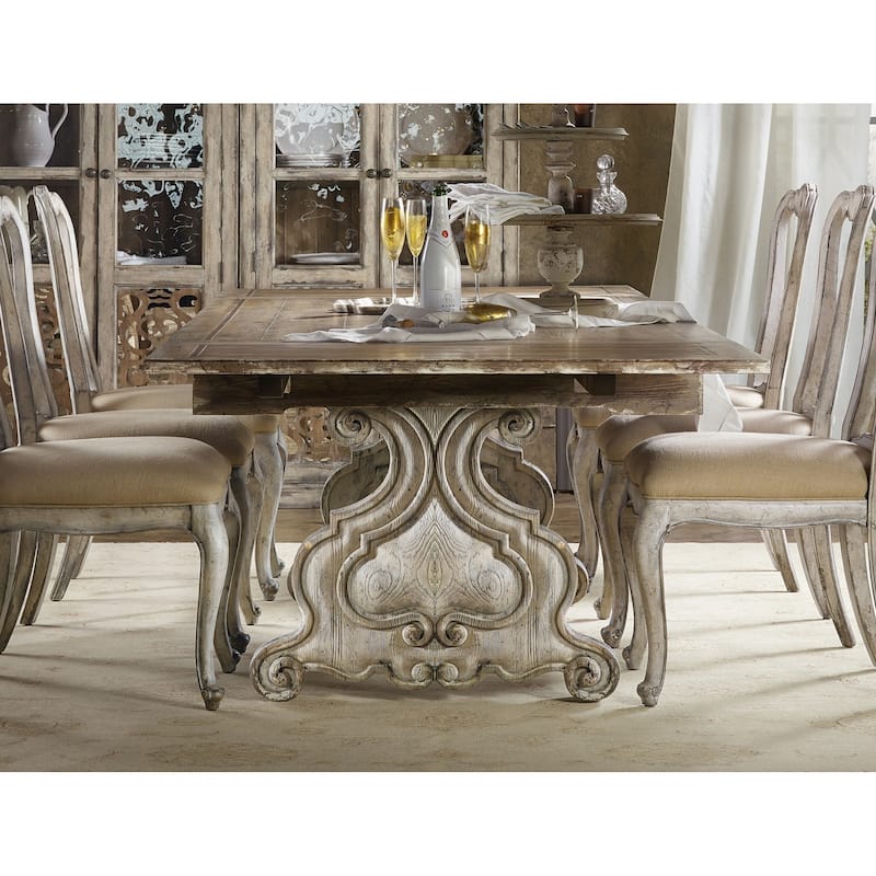 Hooker Furniture Chatelet 83-127" Long Refectory Luxury Trestle Dining - Paris Vintage