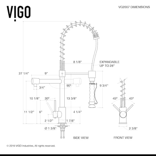VIGO Zurich Pull-Down Spray Kitchen Faucet