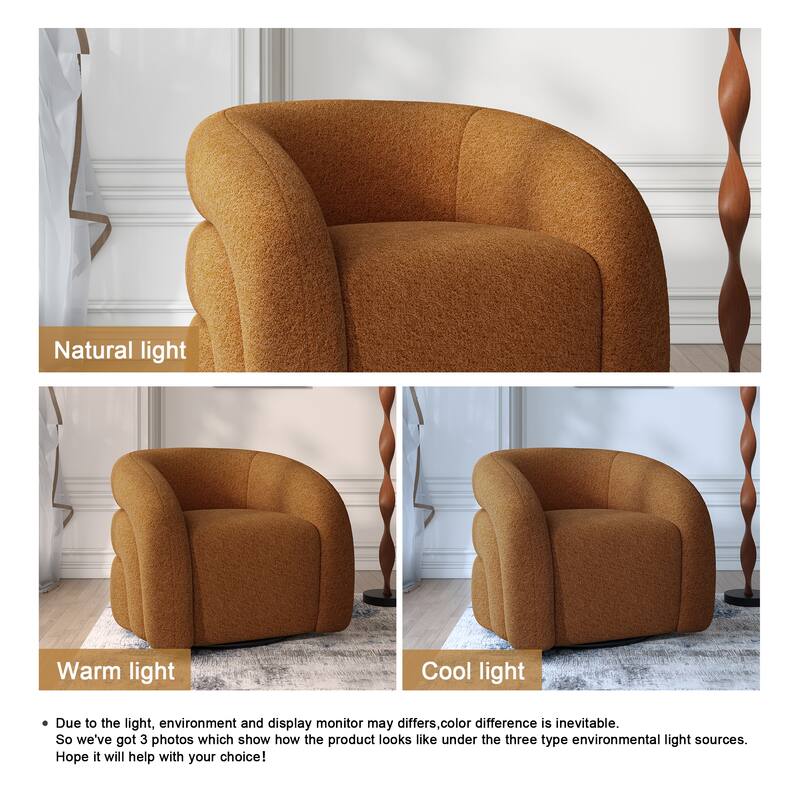 Upholstered Boucle Swivel Accent Chair