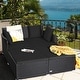 preview thumbnail 17 of 66, Costway Outdoor Patio Rattan Daybed Pillows Cushioned Sofa Furniture - See details Black