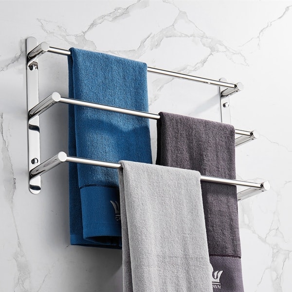 THREE Stagger Layers Towel Rack Stainless Steel Hand Polishing Mirror ...