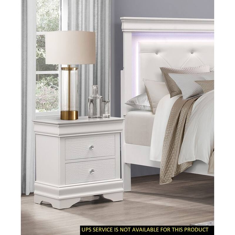 Traditional Design Bedroom Furniture 1pc Nightstand of 3x Drawers Faux Alligator Embossed Fronts Wooden Furniture