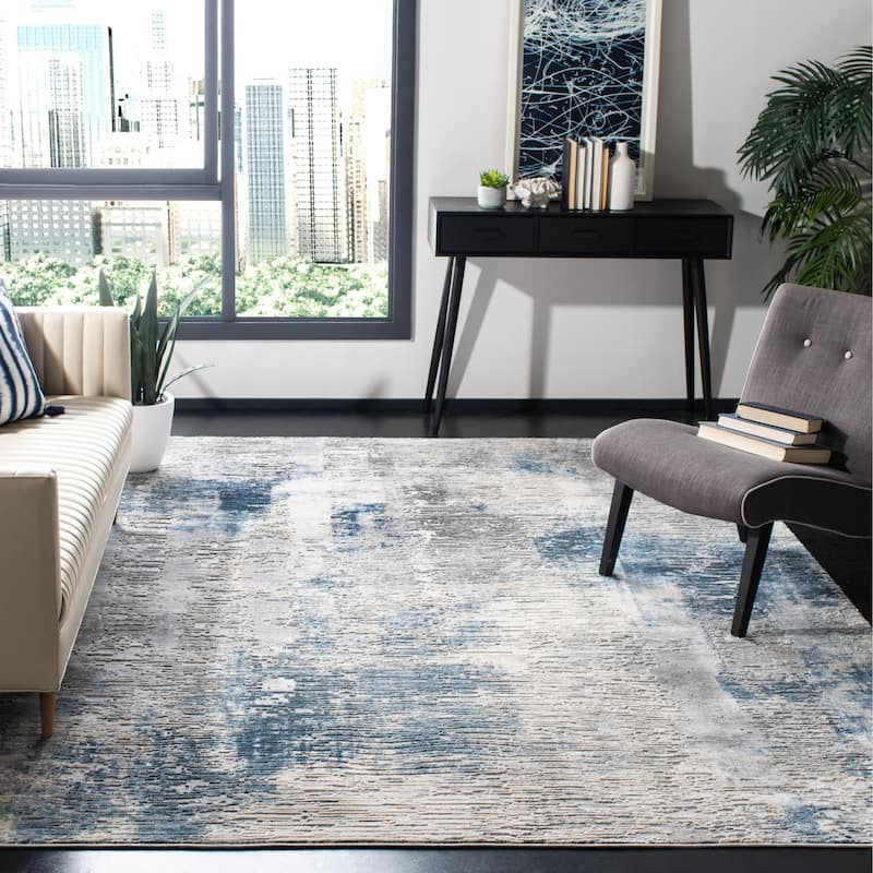 SAFAVIEH Invista Gwenda Modern Contemporary Abstract Textured Rug - 8' x 10' - Grey/Ivory