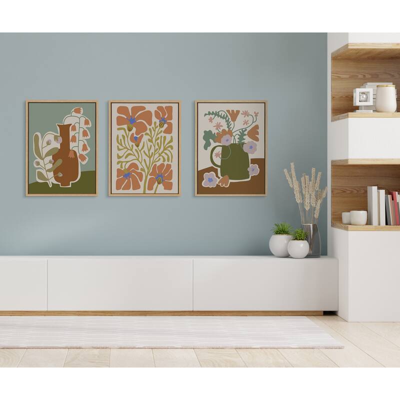 Kate and Laurel Plant Orange Framed Canvas by Creative Bunch Studio