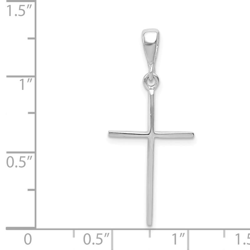 Curata 14k White Gold 18" Solid Thin Polished Cross Necklace - 22x14mm