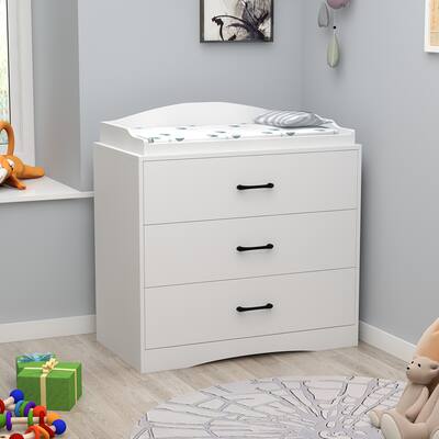 FAMAPY Changing Table in White with 3-Drawer Dresser