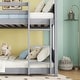 preview thumbnail 16 of 34, Twin Over Twin House Floor Bunk Bed with Headboards, Footboards and Guardrails, Ladder,