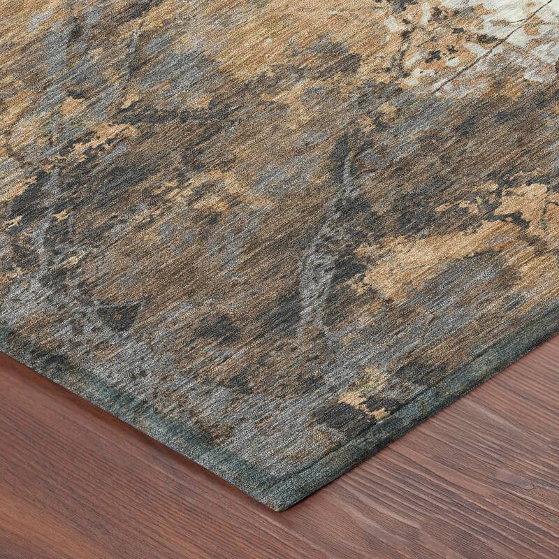 Machine Washable Indoor/ Outdoor Modern Crackle Chantille Rug