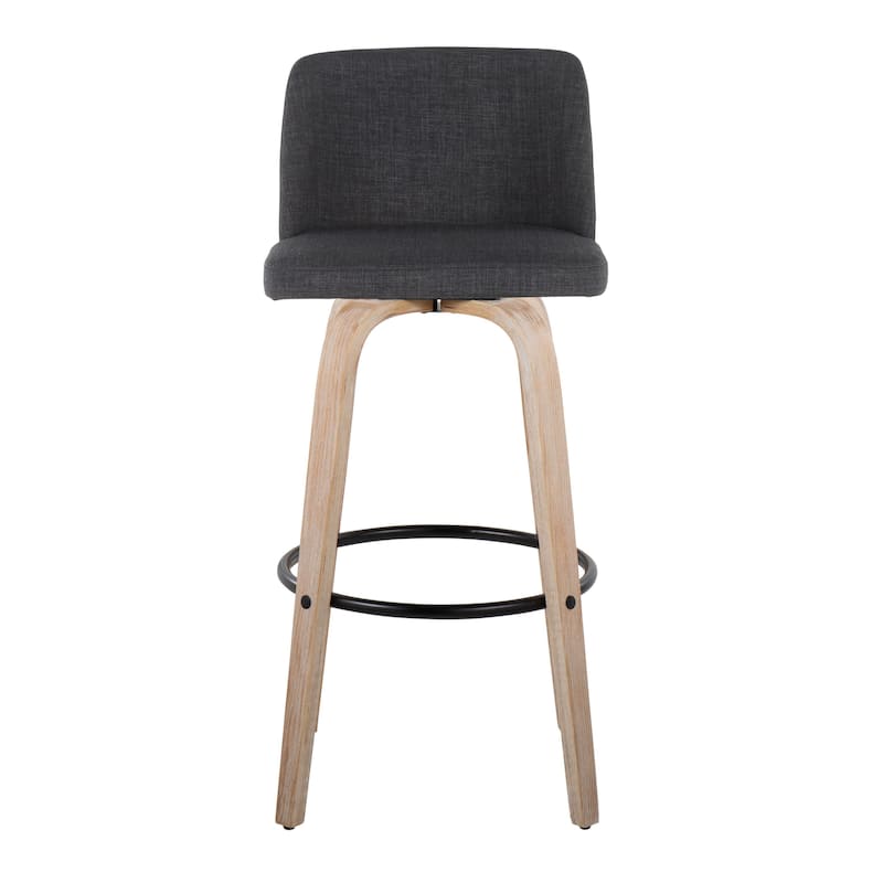 The Gray Barn Vallberga 30" Fixed-Height Bar Stool with White Washed Wood Base (Set of 2)