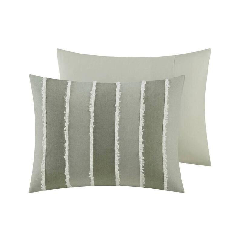 GDF Studio - Marceline Striped Cotton 3-Piece Comforter Set with Clip Jacquard Trim