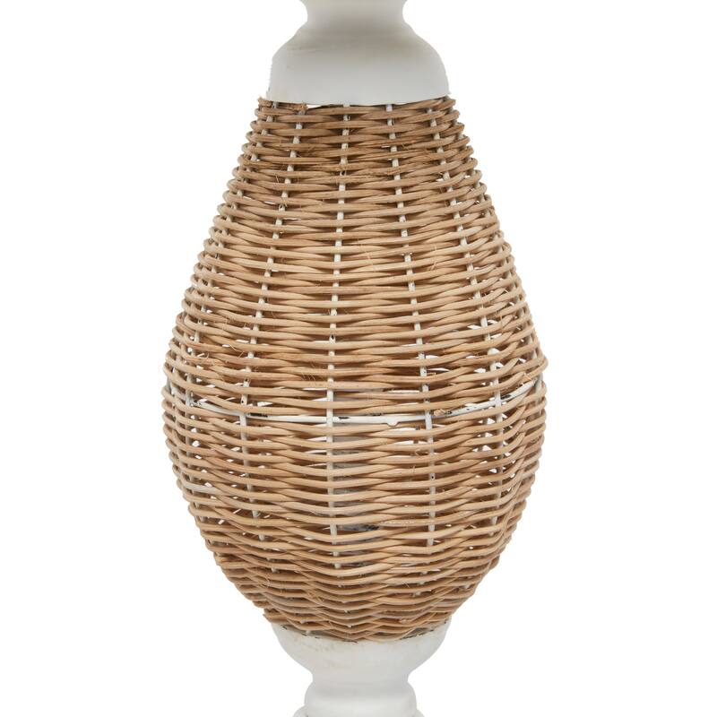 Wood Accent Table with Black Metal and Rattan Base - Brown - Roche River Decor