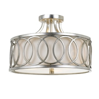 Libby Langdon for Crystorama Graham 3 Light Antique Silver Ceiling Mount - 15'' W x 11'' H
