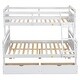 preview thumbnail 10 of 8, White Twin over Full Size Pine Wood Bunk Bed with Ladder, Two Storage Drawers, Safety Guardrail