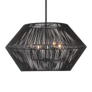 Uttermost Suva 4 Light Black Rope Pendant - 16H x 28 Dia in.