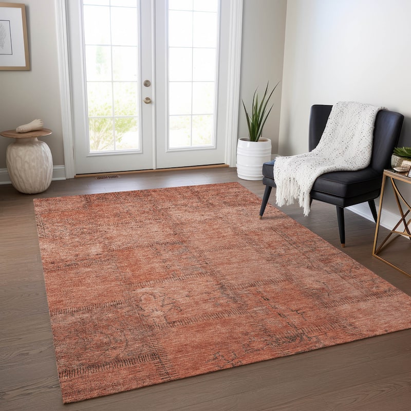 Machine Washable Indoor/ Outdoor Chantille Boho Moroccan Rug - Salmon - 2'6" x 3'10"