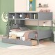 preview thumbnail 1 of 40, Twin Over Full Bunk Bed with Storage Shelves, Staircase, and Drawers, Space-Saving Design Gray